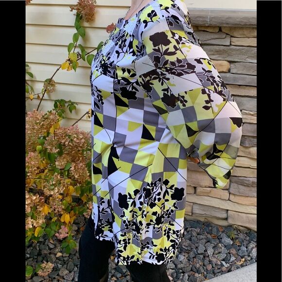 JM Collection, colorful long sleeved blouse, decorated with rhinestones,XL - Picture 6 of 10